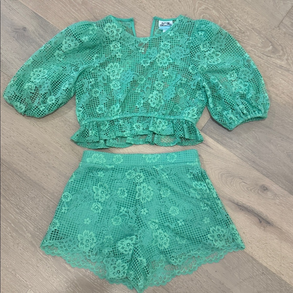 Green Lace Two-Piece Set